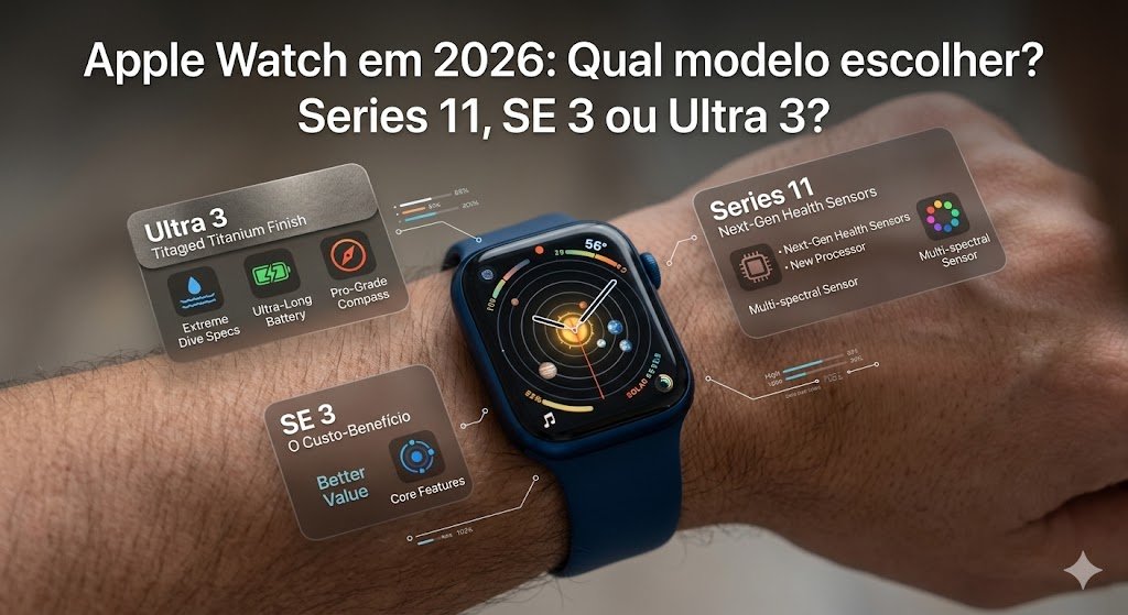 Apple Watch em 2026: Qual modelo escolher? Series 11, SE 3 ou Ultra 3?
