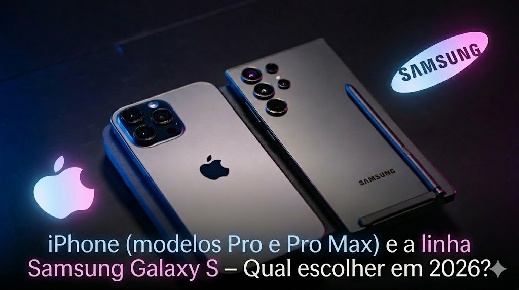 iPhone (modelos Pro e Pro Max) e a linha Samsung Galaxy S – Qual escolher em 2026?