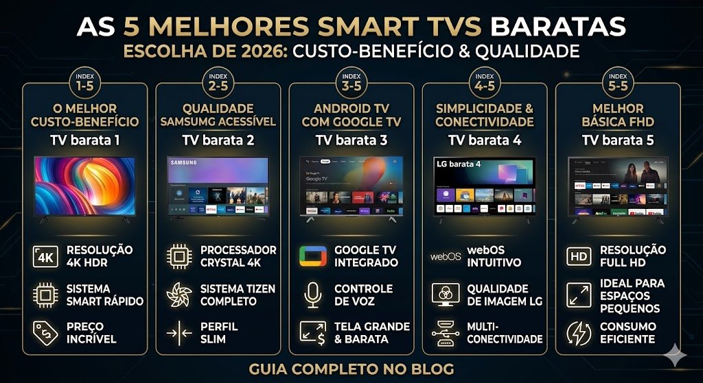 As 5 Melhores Smart TVs Baratas e Boas em 2026: