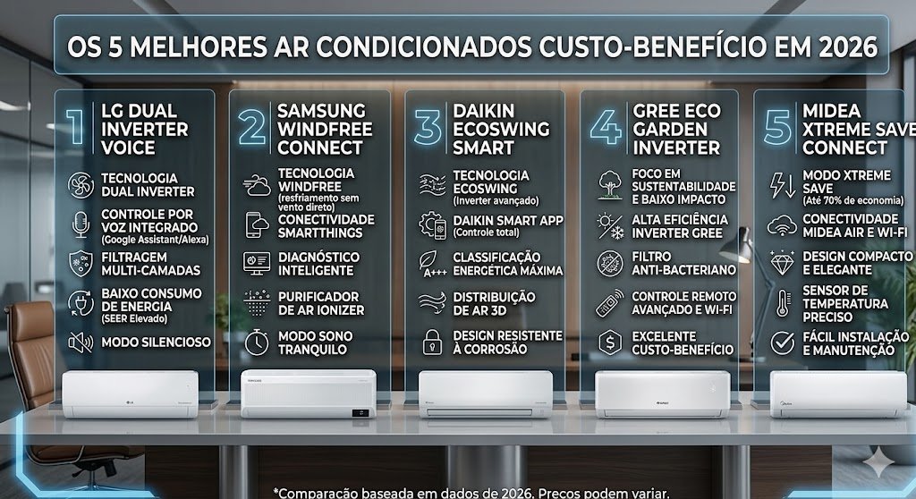 Os 5 Melhores Aparelhos de Ar-Condicionado para Economizar Energia em 2026