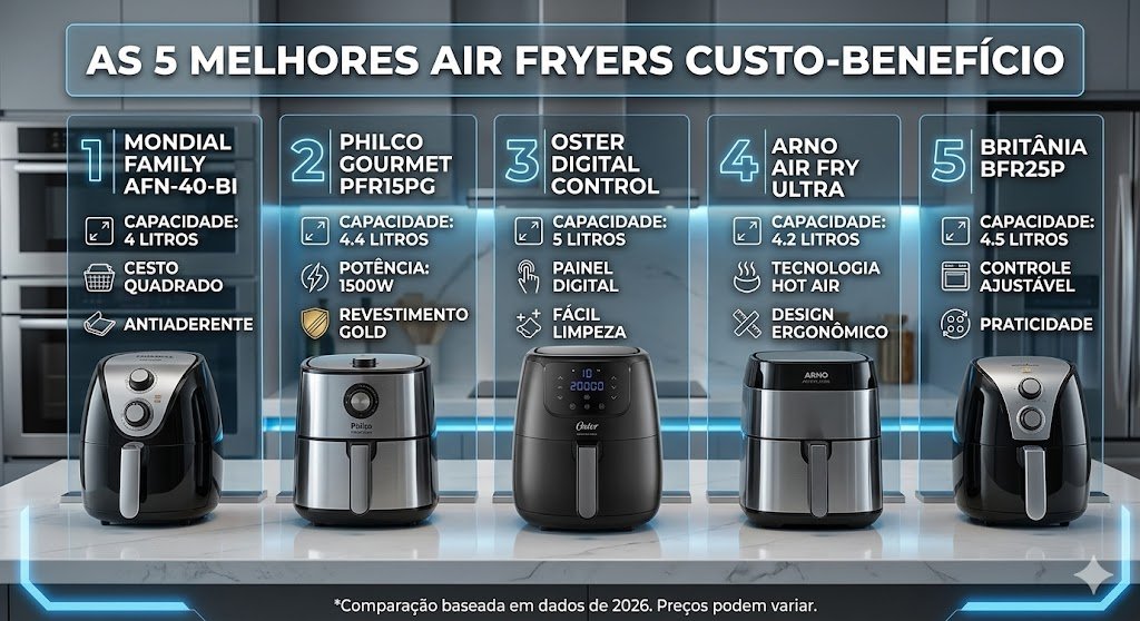🍽️As 5 Melhores Air Fryers Custo-Benefício de 2026