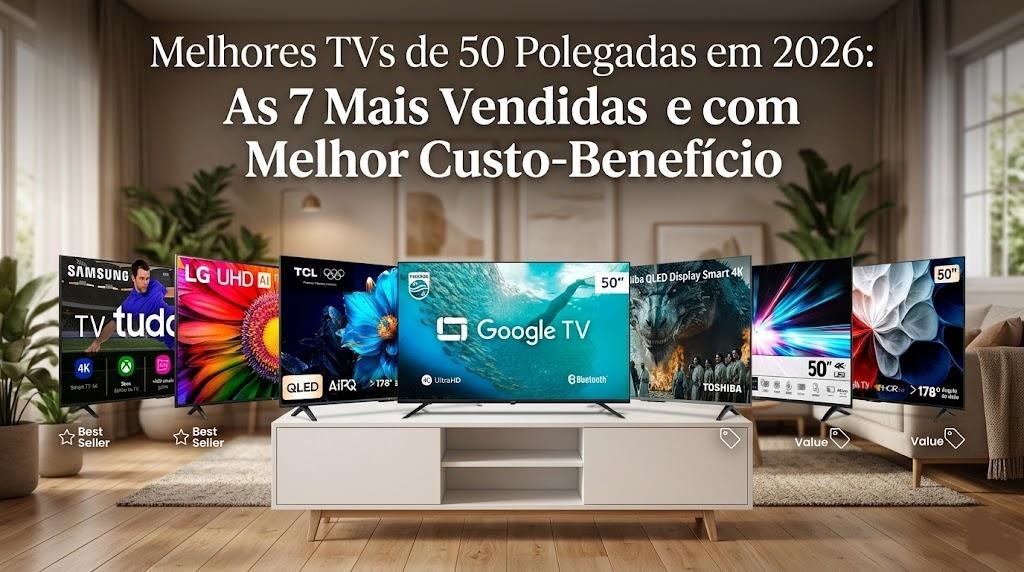 Melhores TVs de 50 Polegadas em 2026: As 7 Mais Vendidas e com Melhor Custo-Benefício