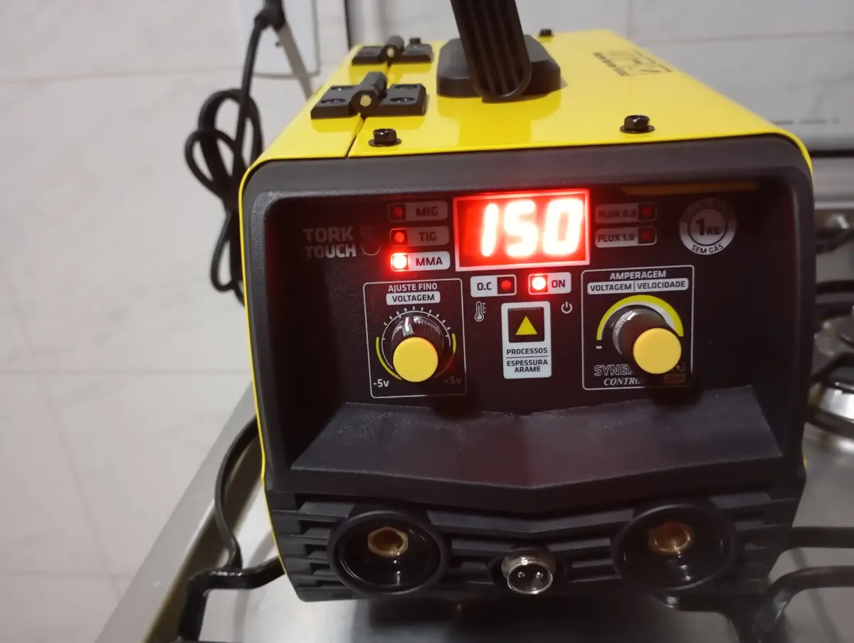 Maquina Solda Inversora Mig Sem Gás 160a Tig Mma Trisolda Cor Amarelo